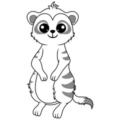 Cute meerkat cartoon line art