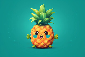 Funny cute pineapple. AI generation	
