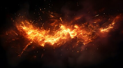 Fototapeta na wymiar Fire and flying fire particles, Fire sparks background, abstract Fire and fire sparks, fire overlay, Flames on isolated black background, Generative AI
