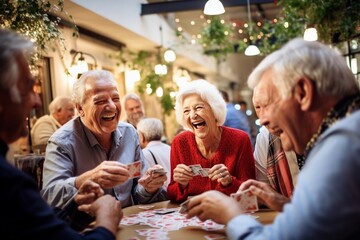  seniors in a lively social activity