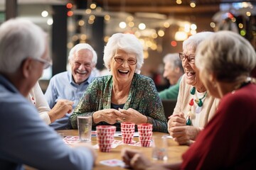  seniors in a lively social activity