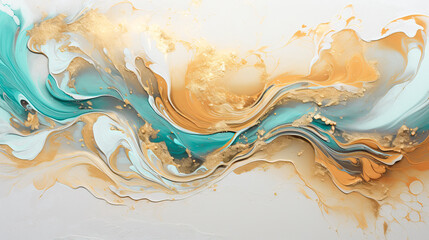 Illustration of a. Generative AI. strokes of gold paint on a white background
