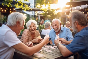  seniors in a lively social activity