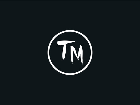 Initial TM Minimalist Brush Logo, Creative Tm Logo Letter Design For Your Painting Business
