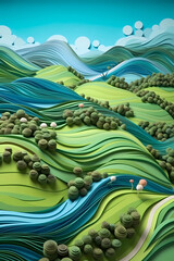 Plasticine landscape. AI generation	