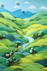 Plasticine landscape. AI generation	