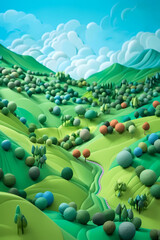 Plasticine landscape. AI generation	