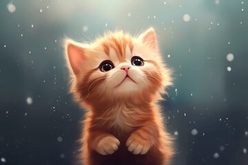 Funny cat. Cute kitten. AI generation	