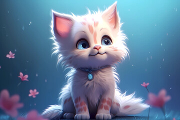Funny cat. Cute kitten. AI generation	