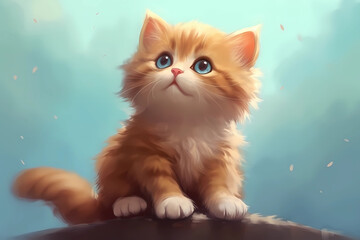 Funny cat. Cute kitten. AI generation	