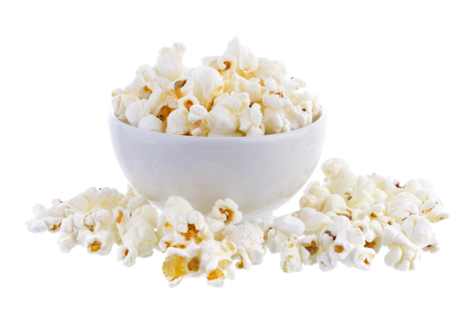 popcorn in bowl isolated on transparent png