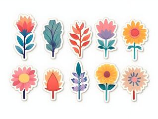 Obraz premium Cute flower sticker on white background, illustration minimalism, pastel colors Generative AI
