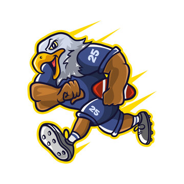 eagle rugby cartoon mascot logo