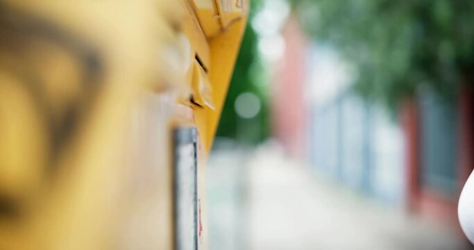 Postbox Envelope Mail Delivery. Inserting Letter