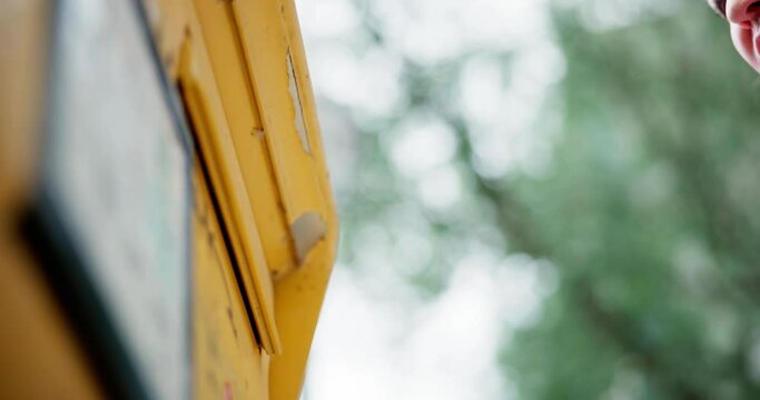 Postbox Envelope Mail Delivery. Inserting Letter
