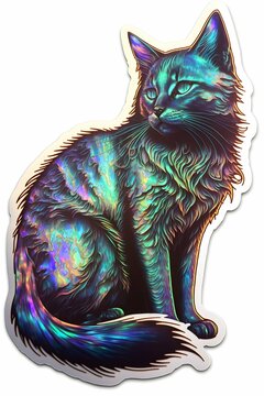 iridescent sephirot cat sticker 