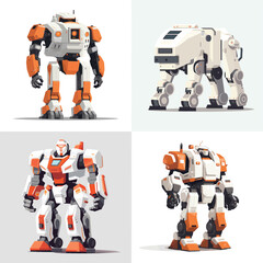 Mecha robots vector set isolated
