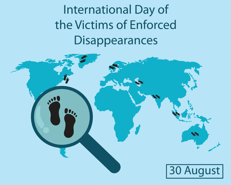 illustration vector graphic of a magnifying glass searches for footprints on a world map, perfect for international day, the victims of enforced disappearances, celebrate, greeting card, etc. - Powered by Adobe