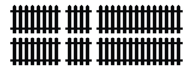 Set of fence silhouette in flat style 3