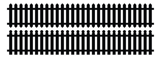 Set of fence silhouette in flat style 13