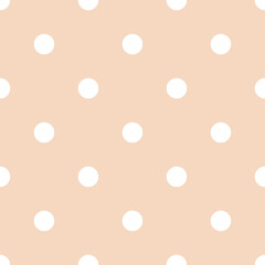 Beige and White Large Polka Dots Pattern Repeat Background