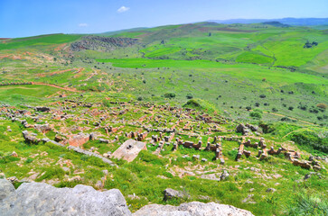 Fototapeta na wymiar View of the ruins of the Roman city of Tiddis in Algeria