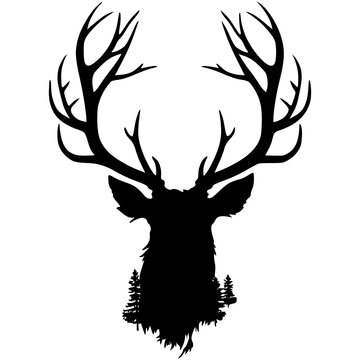 Deer Head Hand drawn Silhouette Vector illustration