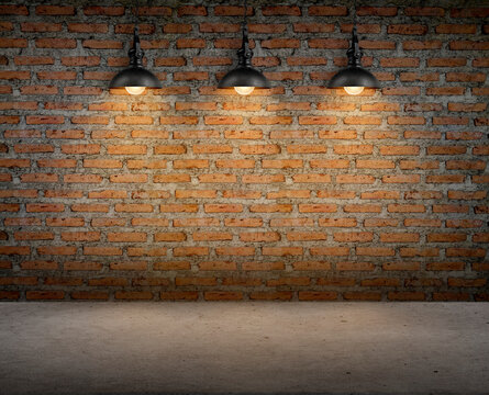 lamp, interior, room, with brick wall