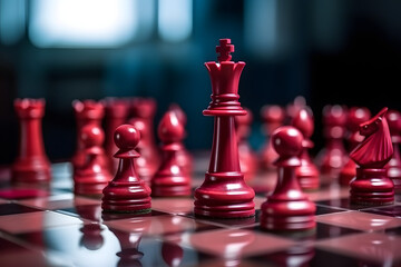 Red Chess game. Business strategy concept