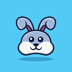 Cute Rabbit Head Vector Illustration