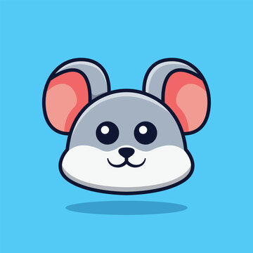 Cute Mouse Head Vector Illustration Isolated