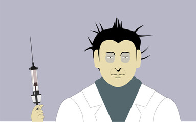 Scary doctor with syringe