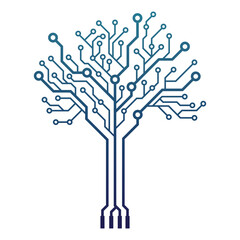 Circuit Board Tree Vector Icon.
