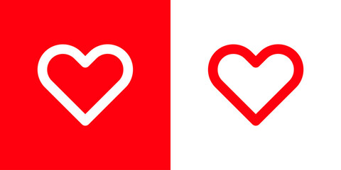 Red heart illustration. Heart vector icon. Love symbol. Collection of love.