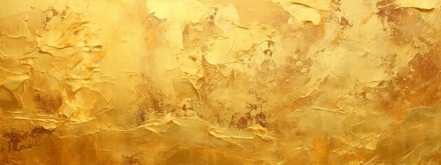 Closeup of abstract rough gold art painting texture, with oil brushstroke, pallet knife paint on canvas (Generative Ai) - obrazy, fototapety, plakaty
