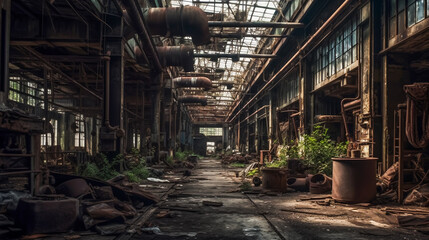 Forgotten Industries .  Closed Manufacturing Plants . AI Generated