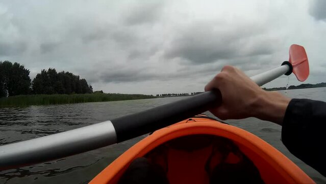 Kayaking on a Pivdennyi Buh River Southern Bug Ukraine.