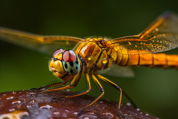Fascinating shot of a dragonfly. AI Generated