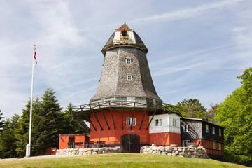 Windmill of the Castle Tranekær, Island Langeland, Danish South Sea Islands, Southern Denmark,...