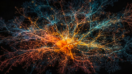 Brainwaves in Motion.  Active Neuronal Network.  AI Generated