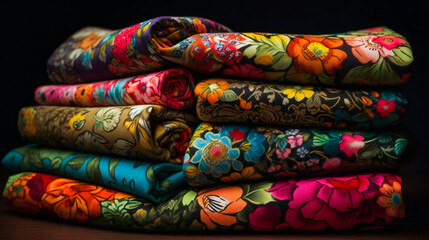 Colorful Cloth Collection . Multicolored Textile Assortment . AI Generated
