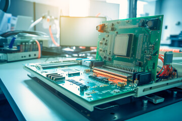 Fototapeta premium Electronics Manufacturing with Automated Pick and Place. Generative AI