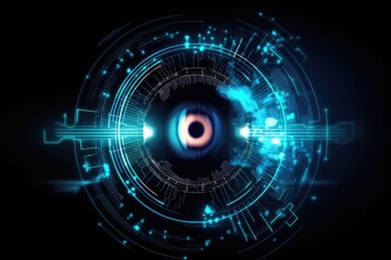 Obraz premium Eyeball Surveillance Technology Wallpaper Generative AI