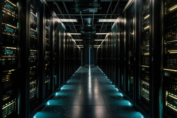 Fototapeta premium The Heartbeat of a Data Center. Generative AI
