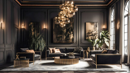 Fototapeta na wymiar Luxury Living. A Stunning Look at a High-End Living Room. Generative AI