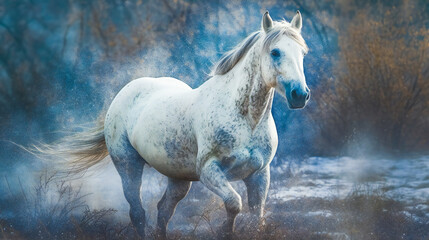 Obraz na płótnie Canvas Majestic White Horse. Generative AI....