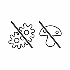 Antibacterial and antifungal black icon. No mushrooms and no bacterias symbols.