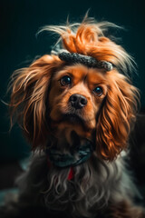 Naklejka premium Silly Pup in a Wig . AI Generated