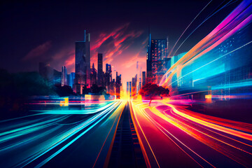 Fototapeta na wymiar Smart metropolis with lightning-fast information highways . Generative AI