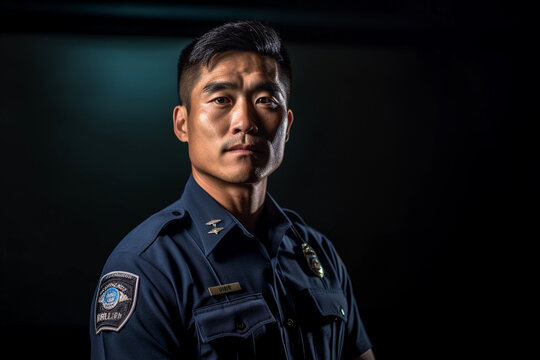Portrait of an Asian police officer in uniform